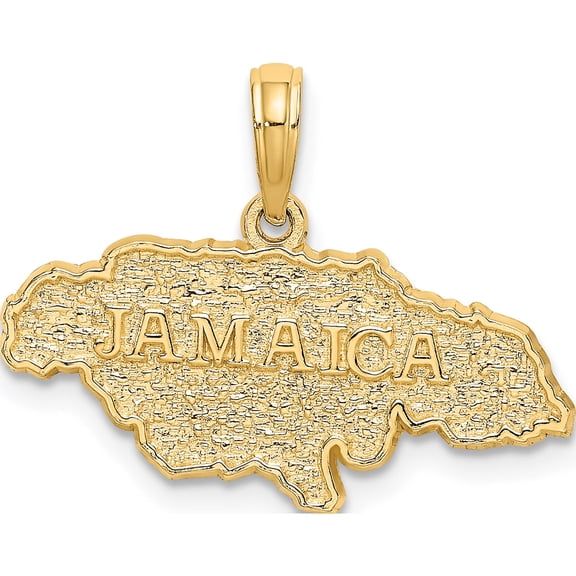 14K Yellow Gold Textured Jamaica Map Charm (17.65 X 23.8) Made In United States k8783