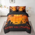 thumbnail image 2 of Feelyou Gothic Pumpkin Ghost Bedding Comforter Set 7-Piece for Kid, Black Orange King Bedding Sets, Happy Halloween Style Reversible Bed Sheets, Ultra Soft Home Decor, 2 of 7