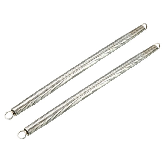 doblador de resorte de tubo unique bargains 2uds de 25mm de diámetro de 3/4 pulgada par de dobladores de resorte plateados, vista frontal inclinada, dos varillas cilíndricas de acero elástico con enrollado helicoidal y anillas en los extremos; longitud 435 mm, para insertar en tubos PVC de 25 mm y doblar con ángulo controlable; también adecuado como guía interna temporal al curvar tubería en proyectos de bricolaje.