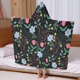 thumbnail image 5 of Pioneer Flower Floral Print Pattern Hooded Bath Towel，60"x35" for Ages 3 To 12 Kids, Quick Dry Lightweight Soft Microfiber Hood Beach Towel Cover Up for Kids, 5 of 7