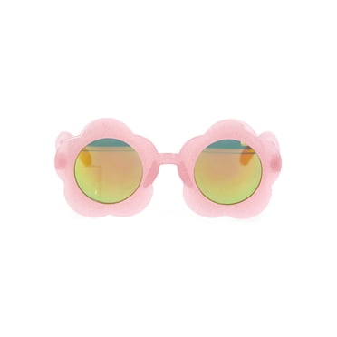 Justice Girls Flower-Shaped Pink Sunglasses with Glitter and UV Protection