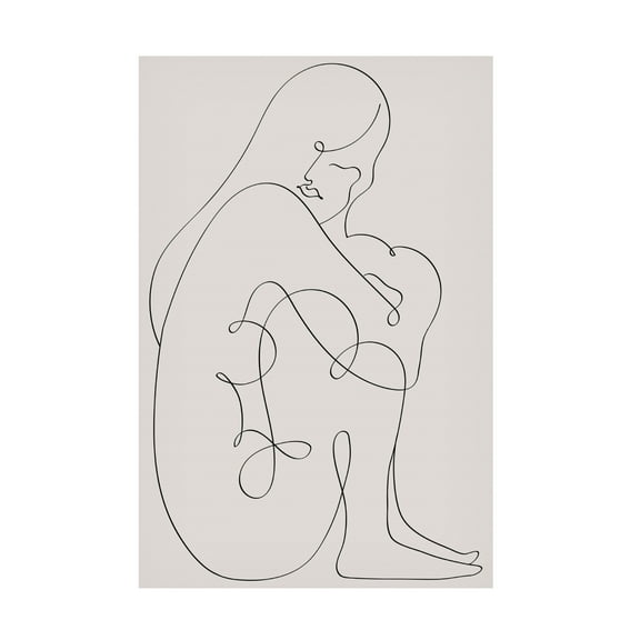 Canvas Wall Art - Pictufy Studio Ii 'Woman Lines Black' Wall Art for Living Room, Bedroom, or Office Décor by Trademark Fine Art - 12 x 19 Inches