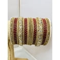 thumbnail image 4 of Gold & Dark Red Color Rhinestone Bangles, 4 of 4