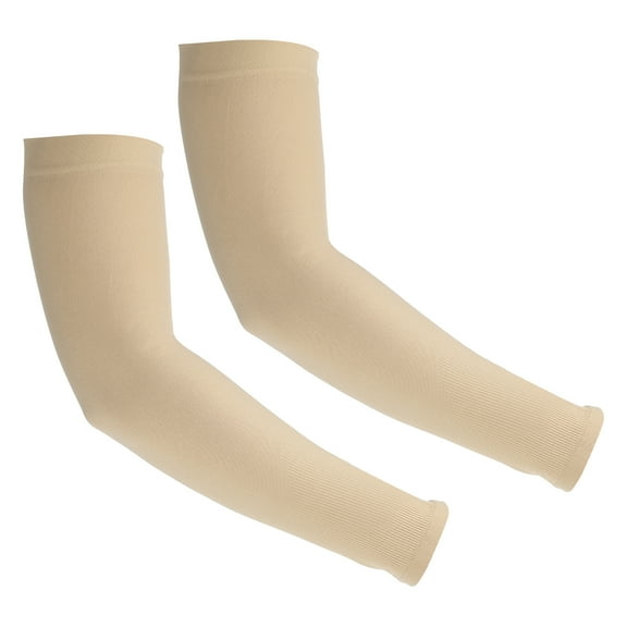 Uxcell 1 Pair Arm Sleeves, Sun Protection Arm Sleeve Shade Cooling Arm Sleeves for Sports Hiking Riding, Beige