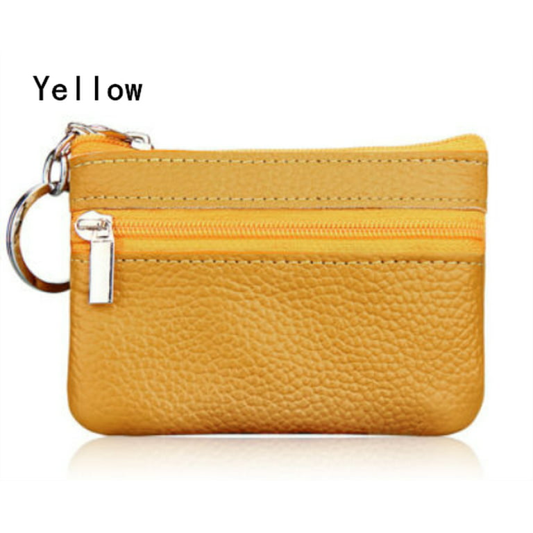 Small Womens Change Wallet Coin Purse Leather Zipper Card Holder Clutch  Keychain