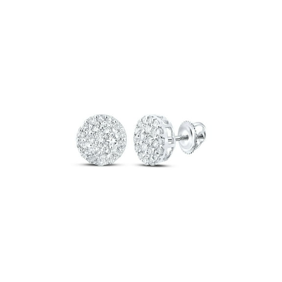 Macey Worldwide Jewelry 10k White Gold Mens Diamond Earrings 1/4 Ctw