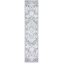 SAFAVIEH Toscana Alvin Medallion Polyester Runner Rug, Grey/Ivory, 2' x 9'