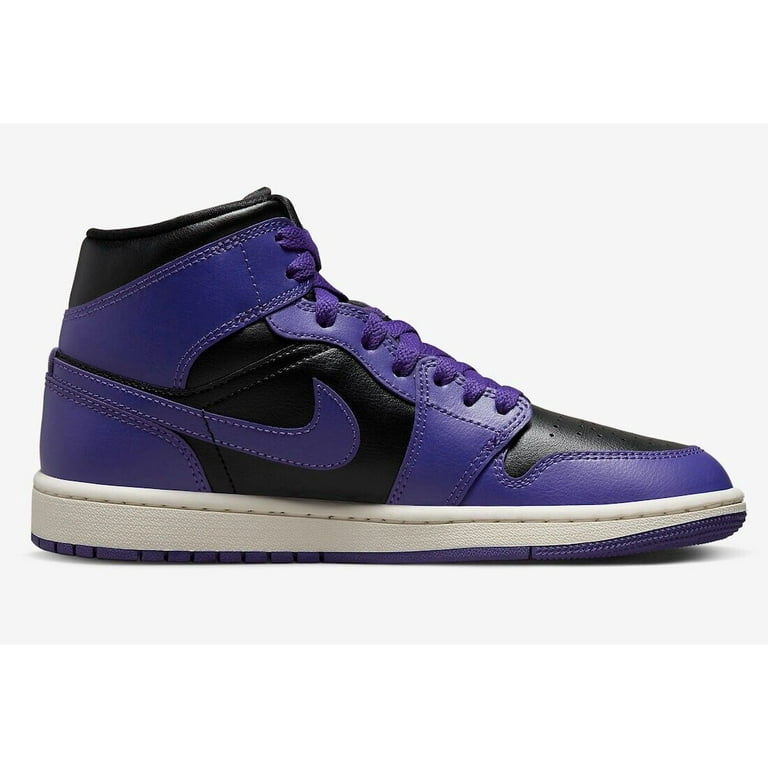 靴 Nike Air Jordan 1 Mid Black Dark Concord Women's Air Jordan 1 Mid Black/Dark Concord-Sail (BQ6472 051