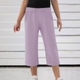 thumbnail image 5 of Jalioing Kids Capris Casual Wide Leg Elastic Waist Loose Crop Pants Boys Girls Summer Capri Pants with Pocket, 5 of 6