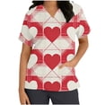 thumbnail image 3 of Antqov Scrub Tops Women, Valentine's Day Heart Printed V Neck Short Sleeve Nursing Top with Pockets, Healthcare Loose Comfy Scrub Shirts Breathable Workwear, 3 of 6