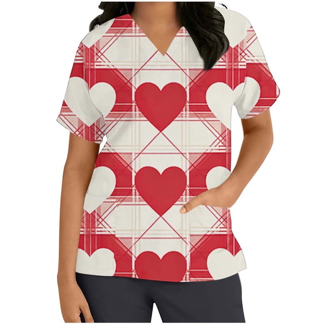 Tops Cortos para Mujeres con Cuello en V Y Bolsillo, Blusa de Manga Corta Impresa para Uso Casual Diario