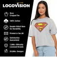 thumbnail image 4 of Superman Retro Supes Logo Distressed Women's Boxy Cropped T-Shirt Casual Graphic Tee, 4 of 6