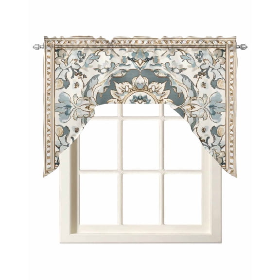 Farmhouse Boho Kitchen Swag Valances for Windows, Vintage Farmhouse Bohemia Pattern Art Swag Valances Curtains for Living Room, Rod Pocket Window Treatments for Bathroom, Bedroom, Cafe, 56"x36"