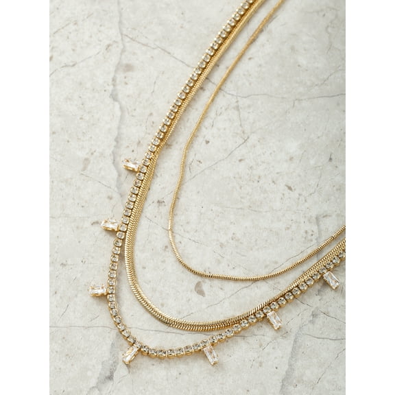 Believe by Brilliance 14KT Gold Flash Plated Triple Layer Necklace, 1 Piece