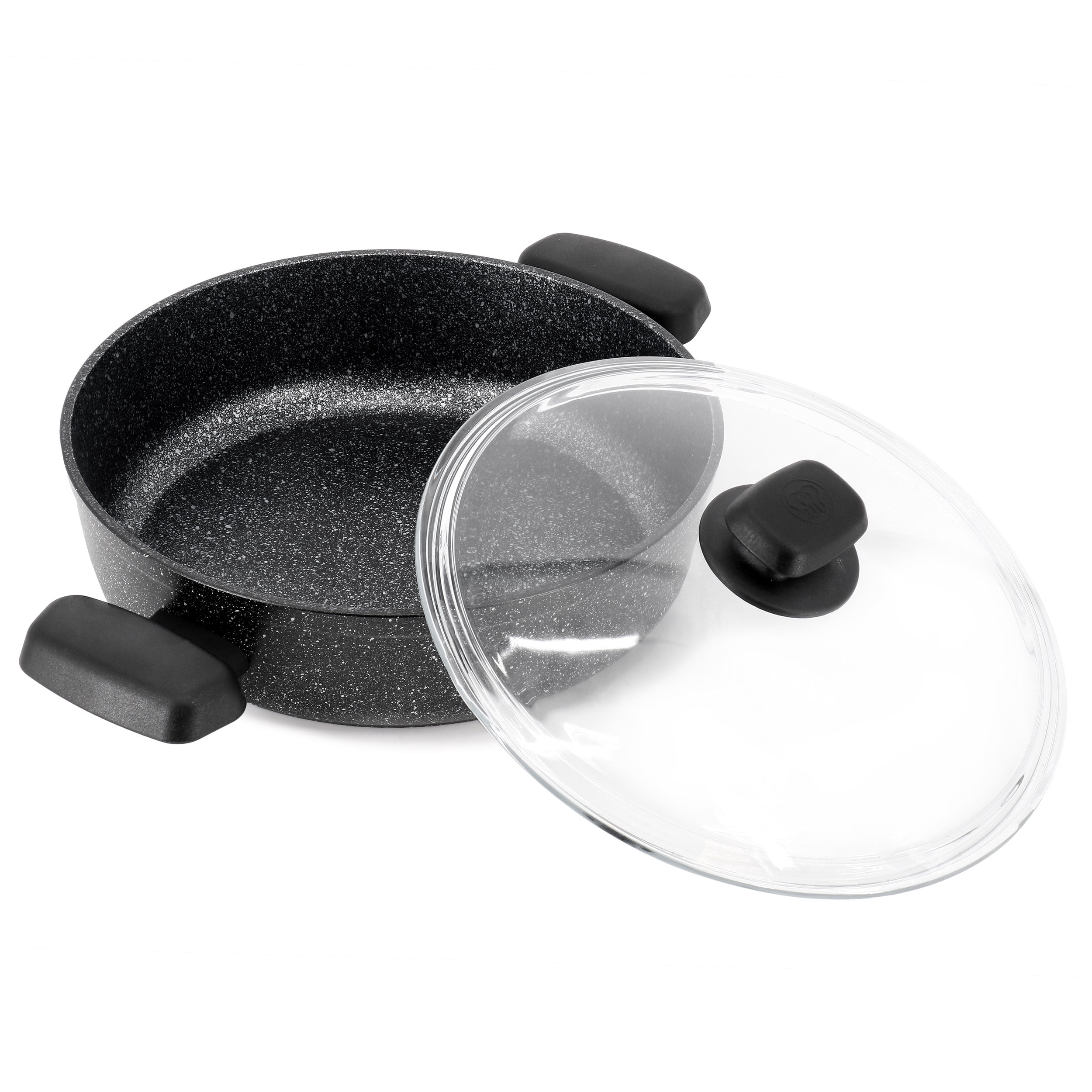 Korkmaz Ornella Non Stick 9.5 Inch 2.5 Liter Low Casserole with Lid in Black