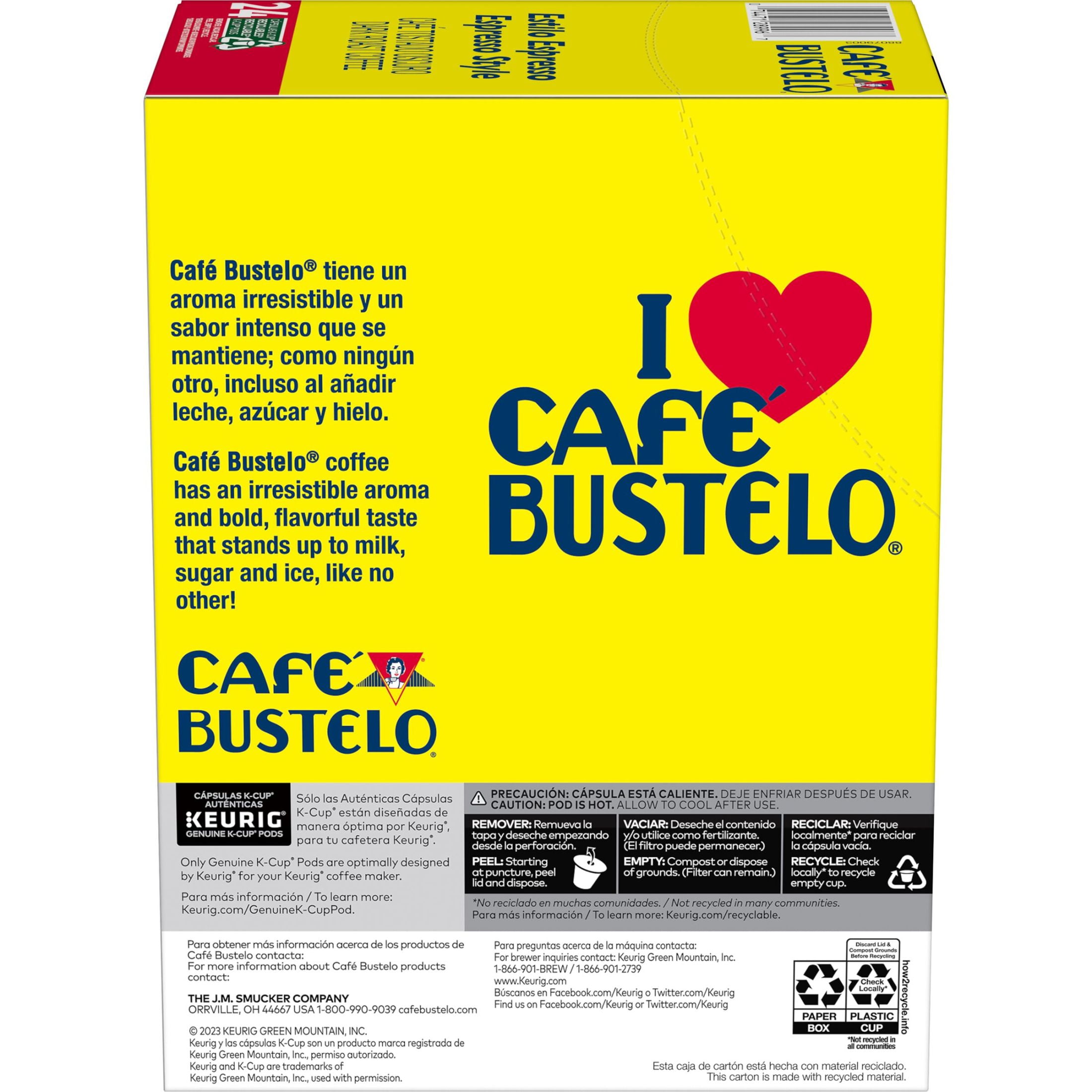 Cafe Bustelo Single Serve Espresso Style Dark Roast Coffee Keurig K Cup Pods 24 Count Box Walmart