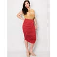 thumbnail image 5 of Made by Johnny Women's Slim fit Bodycon Party Club Night Out Elegant Ruched High Waist Long Pencil Skirt with Side Shirring L RED, 5 of 6