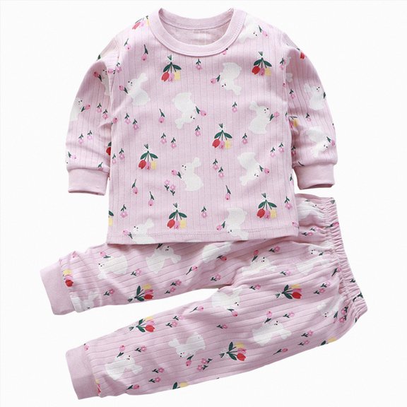 TOWED22 Toddler Girls Boys Pyjamas Set Kids Pajamas Animal Cotton Kids 2 Piece Pj's Long Sleeve Sleepwear Clothes Set Outfits 3 6 9 12 18 24 Months 2t 3t 4t 5t 6t 7t 8t 9t(Pink,6-12 M)