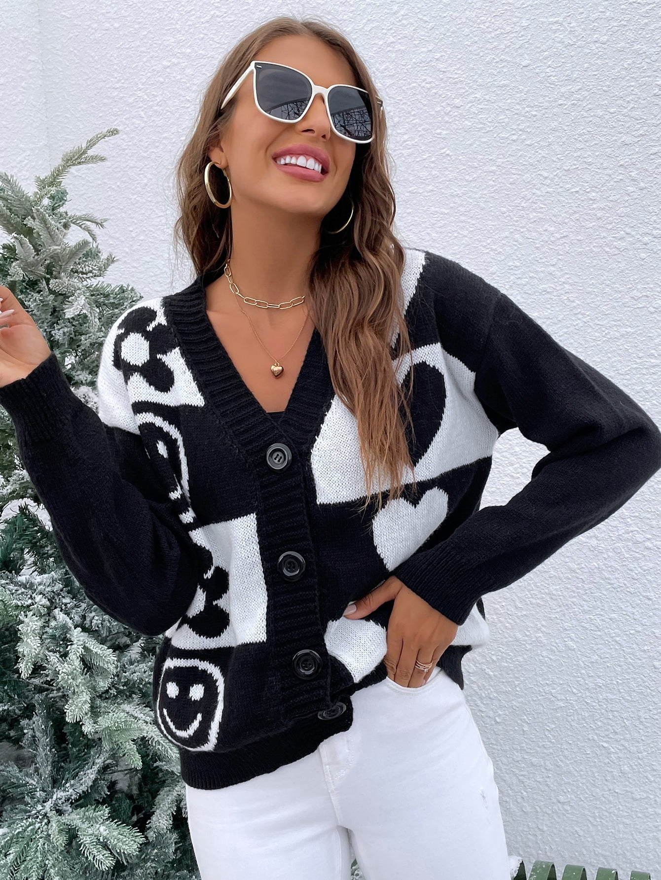 floral drop shoulder cardigan