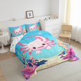 thumbnail image 3 of Feelyou Kawaii Pink Axolotl Queen Comforter Set for Girl, Magic Sealife Lover Bedding Sets, Ocean Coral Reversible Bedding Comforter Set, Microfiber Bedroom Decor, 3pcs, 3 of 8