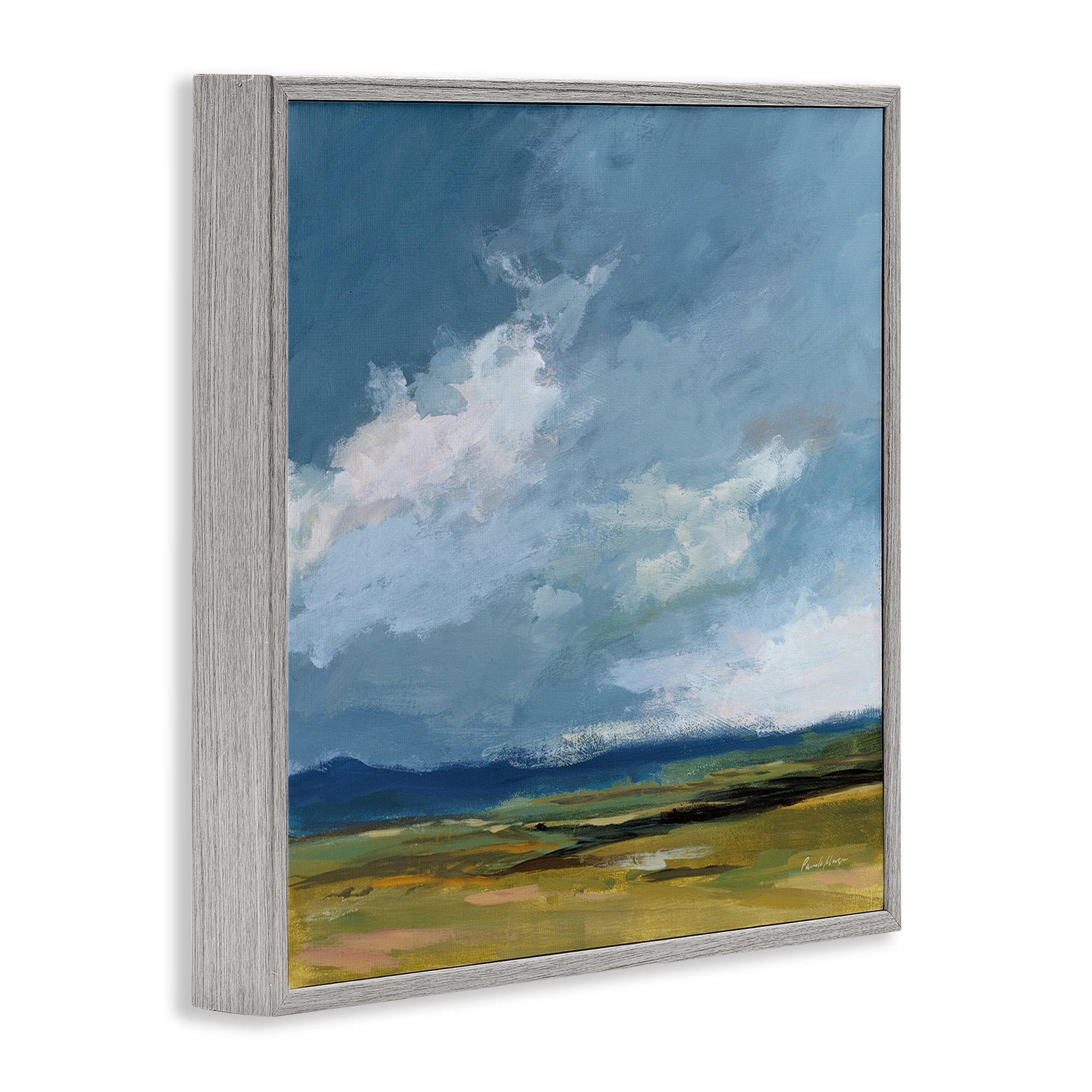 Stupell Industries August Storm Landscape Landscape Painting Gray Framed Art Print Wall Art, 17 x 17