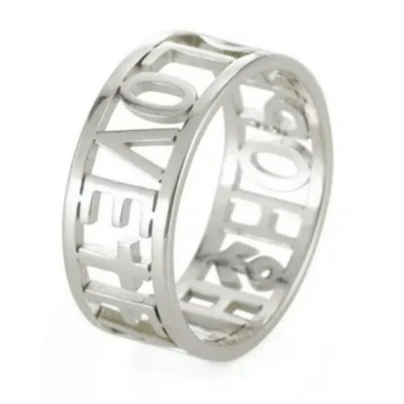 Cross Faith Hope Love Words Ring Sideways Religious Inspirational Ring Jewelry