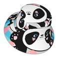 thumbnail image 3 of Gaeub Panda Cute Pink Hearts Printed Double Sided Reflective Bucket Hat Foldable Sun Hat for Camping Hiking Fishing, 3 of 9