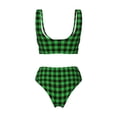 thumbnail image 5 of Daiia Buffalo Plaid Green Black Women's Bikini Set Two Piece Swimsuit High Waisted Bikini Adjustable Straps Bikini Perfect for Beach, Pool, and Summer Vacation-Medium, 5 of 9