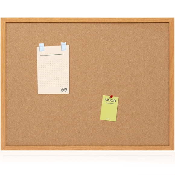 Board2by Cork Board Bulletin Board 24 x 36, Wood Framed Corkboards for Wall Decor, Hanging Office Message Board, Large Wall Mounted Notice Pin Board