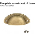 thumbnail image 2 of Lishi Vintage Retro Iron Metal Handles Shell Drawer Cabinet Handle with 20 Screws (Color: Brass) 10 Pieces, 2 of 5