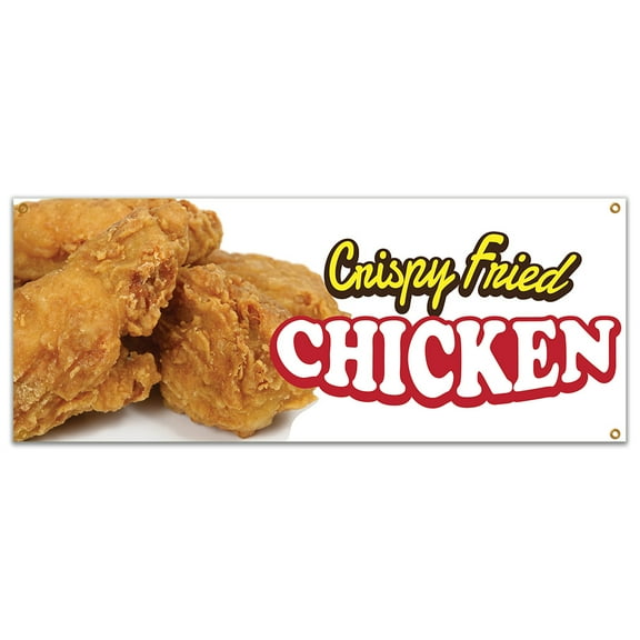 SignMission B-Crispy Fried Chicken19 48 in. Crispy Fried Chicken Banner with Concession Stand Food Truck Single Sided