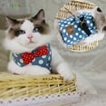thumbnail image 4 of BadPiggies Cute Cat Bowknot Harness Leash Set No Pull Walking Pet Dog Round Spot Vest Harness (L, Blue), 4 of 7