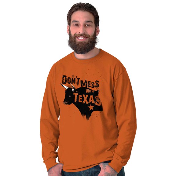 Texas Attitude Cool TX Cow Steer Bull Long Sleeve TShirt Men Women Brisco Brands S