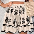 thumbnail image 2 of Women's Boho Printed Shorts High Waist Elastic Drawstring Flowy Casual Summer Outfit Loose Fit Wide Leg Lounge Beach Vacation Festival Streetwear Beige L, 2 of 7