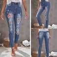 thumbnail image 5 of FARYSAYS Womens Jeans with Flower Printed Stretch Jeans High Waist Trousers Patch Ripped Destroyed Denim Pants Skinny Pants, 5 of 9