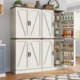 thumbnail image 6 of ChVans Farmhouse 71" Tall Kitchen Pantry with 12 Hanging Shelves, 4 Barn Doors Pantry Storage Cabinet with Load-Bearing Steel Pipe and Adjustable Shelves for Kitchen, Dining Room, Living Room, White, 6 of 9