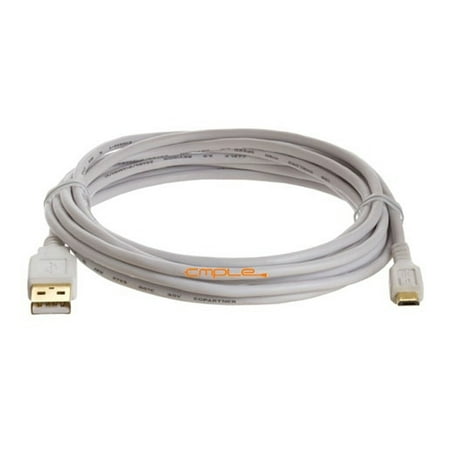 Cmple High Speed USB 2.0 Male A to Micro B 5 Pin Gold Plated Cable 10FT White