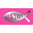 thumbnail image 1 of Jesus Fish Chrome On Pink Photo License Plate, 1 of 1