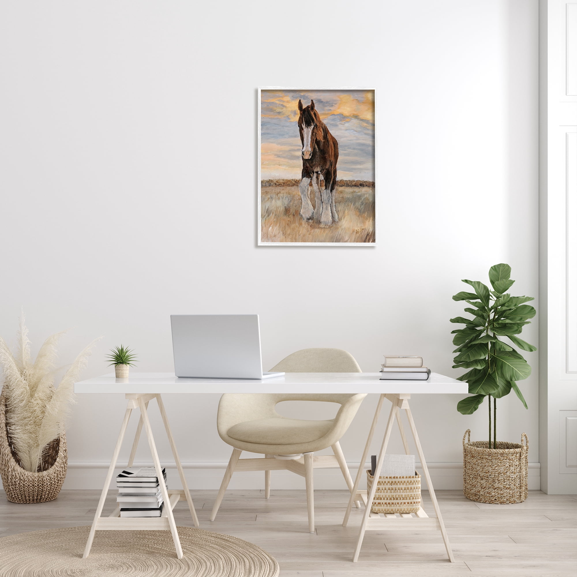 Stupell Colt Horse Farmhouse Animal Animals & Insects Painting White Framed Art Print Wall Art