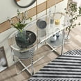 thumbnail image 6 of Furniture of America Jolle 2-Shelf Water Ripples Pattern Glass Top and Chrome Sofa Table, 6 of 7