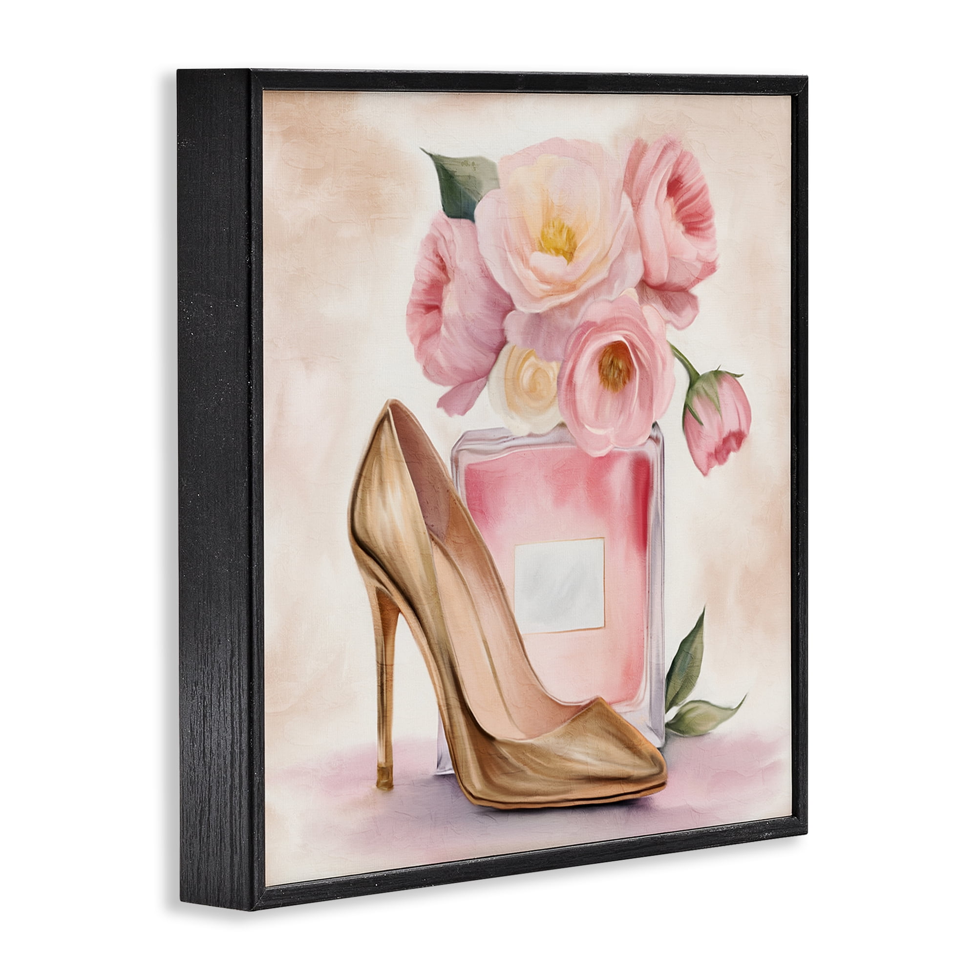 Stupell Industries Pink Beauty Heel & Flowers Black Framed Giclee Art, design by Kim Allen