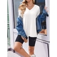 thumbnail image 5 of Weardear 3 Pack Women's Maternity Shirts V Neck Cuff Fold Pregnancy Tunic Tops Split Side Short Sleeve Pregnant Clothes, 5 of 6