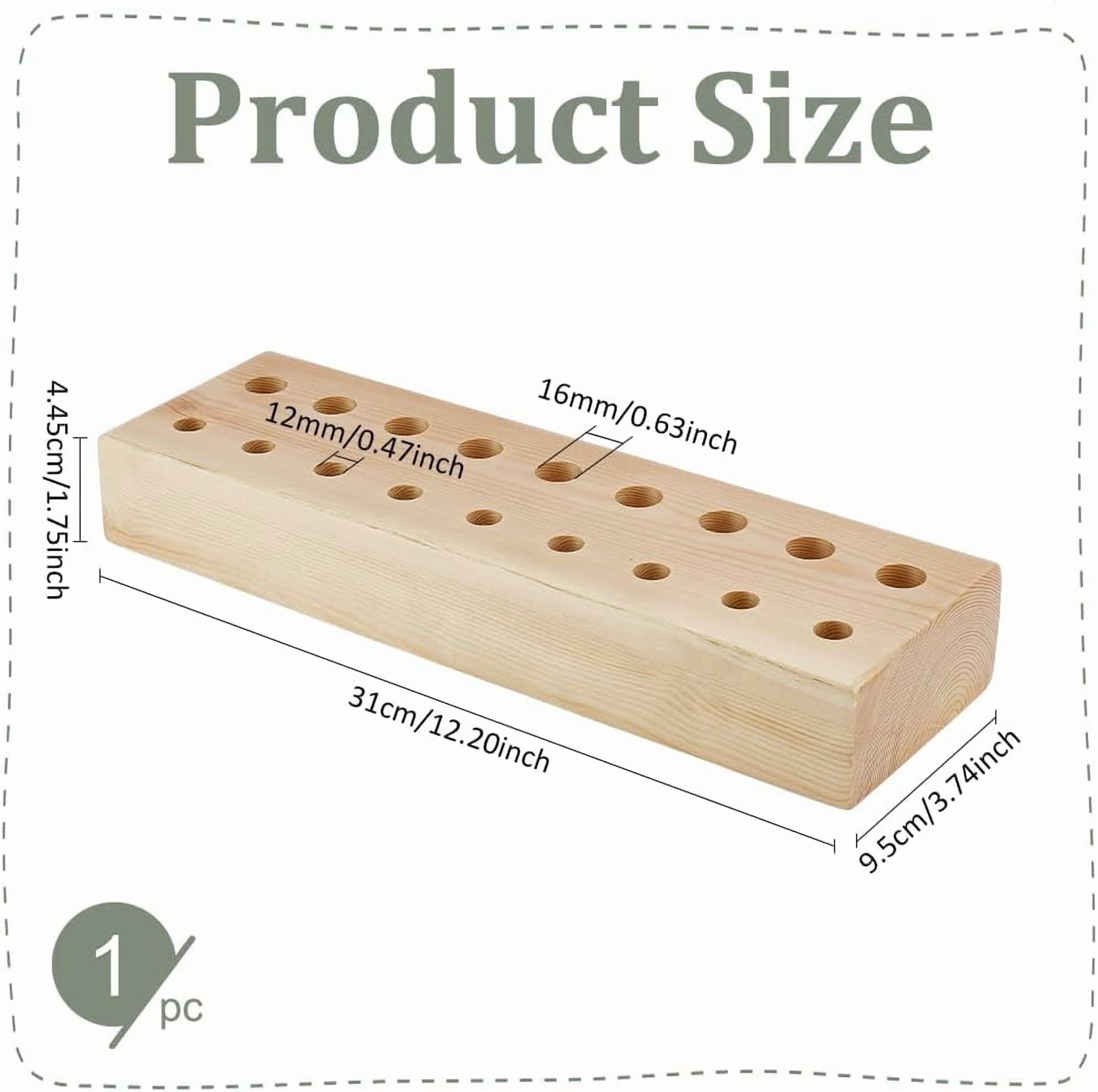 Wooden Marker Stand Pen Organizer Holder Wood Desktop Pen Holder Rustic Marker Storage Display with 2 Sizes Slots Holds 18 Markers