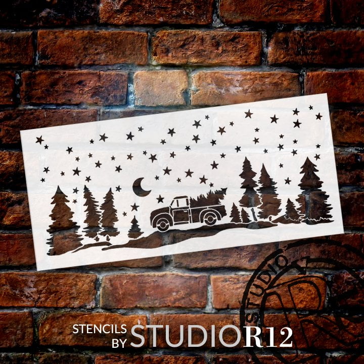 6 x 6 Inch 8 Pieces Pine Tree Stencils Art Painting Templates Stencils for Painting on Wood Winter Holiday DIY Wall Floor Decor Supplies 