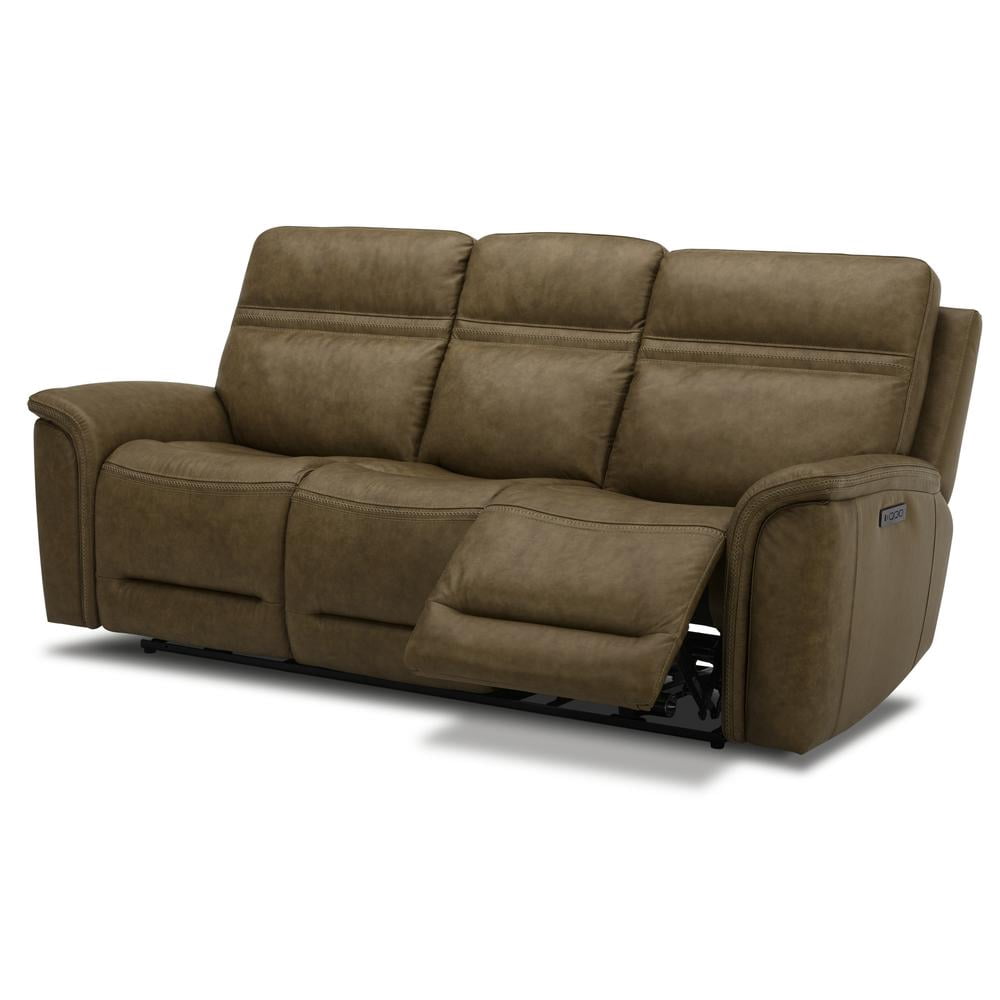 Liberty Furniture Cooper Transitional Leather Power Reclining Sofa in Camel