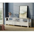 thumbnail image 2 of LED TV Stand for 75 Inch TV Media Console Wood Entertainment Center Television Table with 6 Storage for Living Room, 70 inch White, 2 of 8