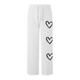 thumbnail image 6 of Womens Pants Drawstring Sweatpants Heart Printed Loose Casual Pockets Full Length Pants,Pants for Women Plus Size White XL, 6 of 6