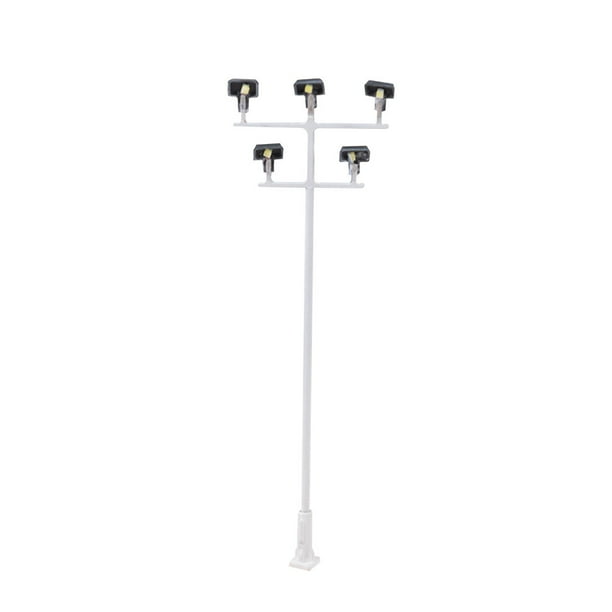 Wosthever Modelo de lámpara de vía férrea, camino a escala, tamaño Mini, paisaje, paisaje, cabezas, miniatura, exterior, LED decorativo, Artesanía 5 cabezales/blanco cálido