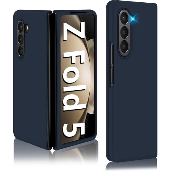 Z Fold 5 Liquid Silicone Case for Samsung Galaxy Z Fold5 5G, Slim Phone Case for Women Girls Soft Gel Rubber Ultra Thin Anti-Scratch Design Protective Cover for Samsung Z Fold 5 5G 7.6-inch (Blue)