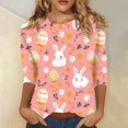 thumbnail image 1 of YLHFASHION T-shirt à Manches Trois-Quarts à Col Rond Décontracté Imprimé Floral pour Femmes Soldes T-shirt à Manches Longues pour Femmes, 1 of 4